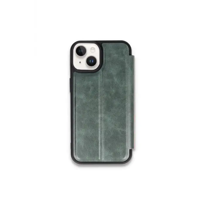 Lopard İphone 15 Kılıf Flip Cover - Koyu Yeşil