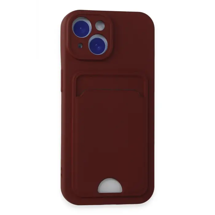 Lopard İphone 15 Kılıf Kelvin Kartvizitli Silikon - Bordo