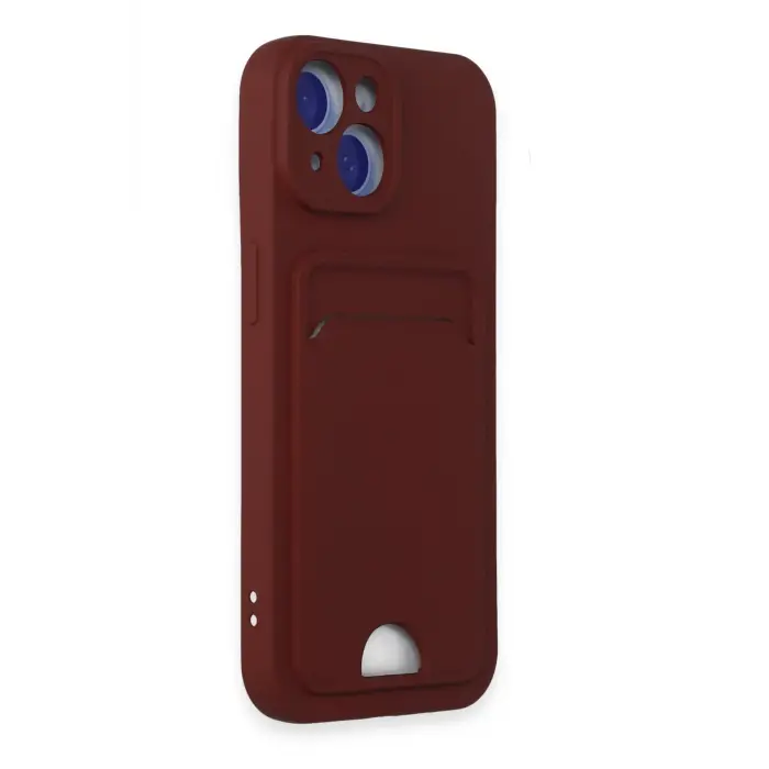 Lopard İphone 15 Kılıf Kelvin Kartvizitli Silikon - Bordo