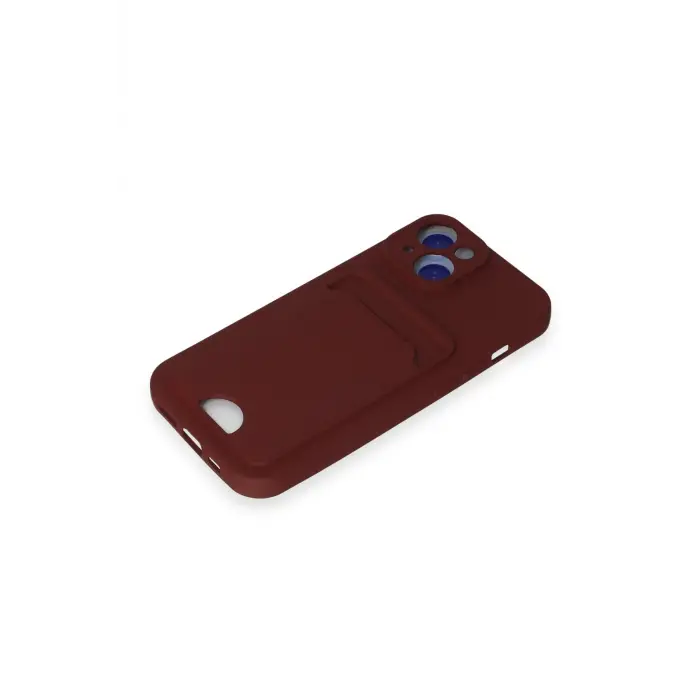 Lopard İphone 15 Kılıf Kelvin Kartvizitli Silikon - Bordo