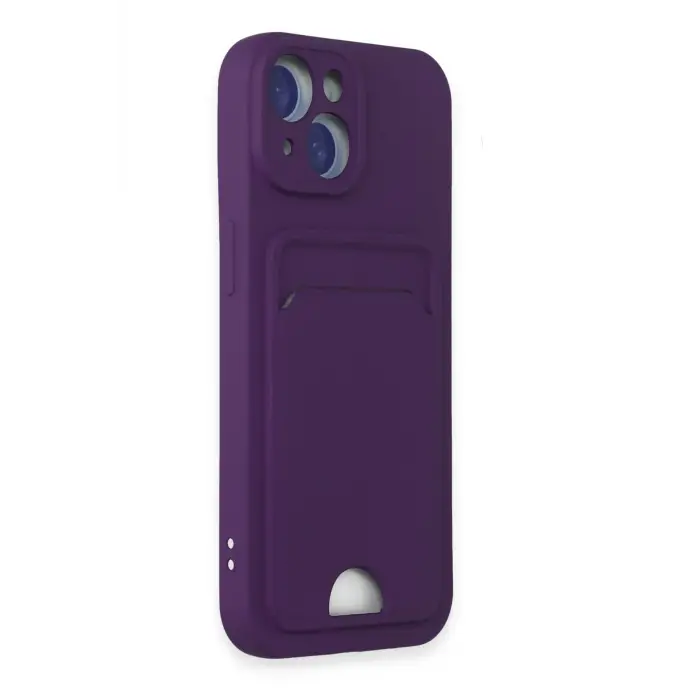 Lopard İphone 15 Kılıf Kelvin Kartvizitli Silikon - Derin Mor