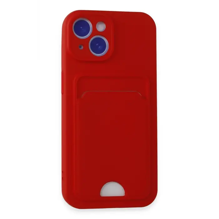 Lopard İphone 15 Kılıf Kelvin Kartvizitli Silikon - Kırmızı