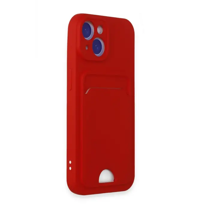 Lopard İphone 15 Kılıf Kelvin Kartvizitli Silikon - Kırmızı