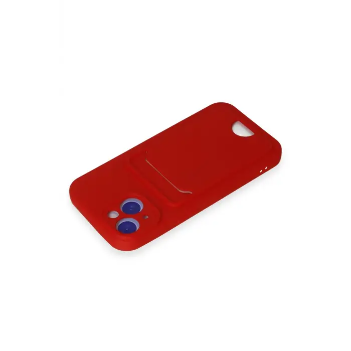 Lopard İphone 15 Kılıf Kelvin Kartvizitli Silikon - Kırmızı
