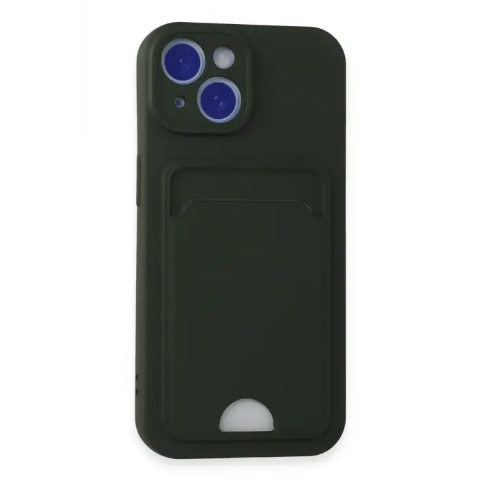 Lopard İphone 15 Kılıf Kelvin Kartvizitli Silikon - Koyu Yeşil