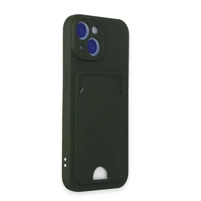 Lopard İphone 15 Kılıf Kelvin Kartvizitli Silikon - Koyu Yeşil