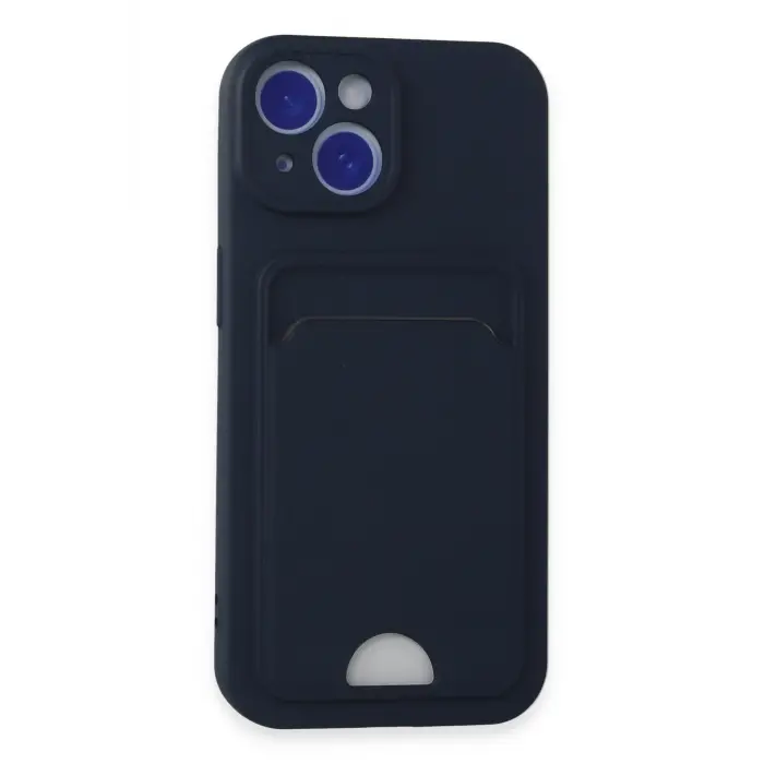 Lopard İphone 15 Kılıf Kelvin Kartvizitli Silikon - Lacivert