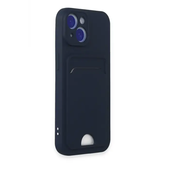 Lopard İphone 15 Kılıf Kelvin Kartvizitli Silikon - Lacivert