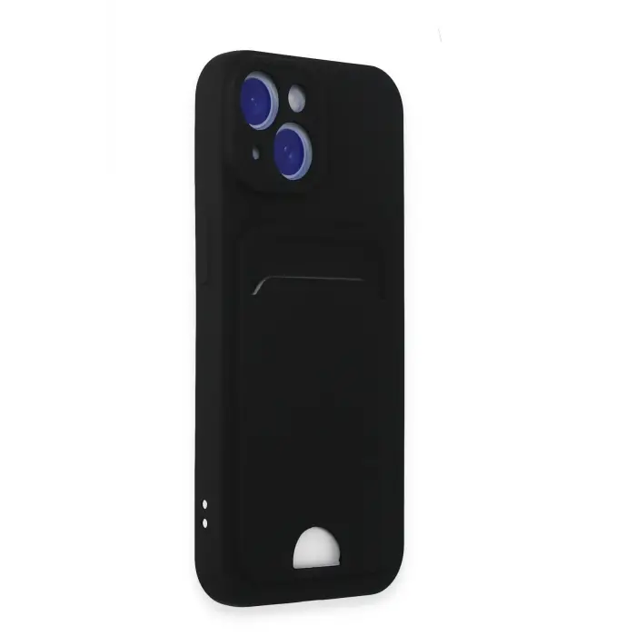 Lopard İphone 15 Kılıf Kelvin Kartvizitli Silikon - Siyah