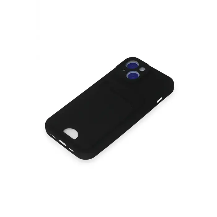 Lopard İphone 15 Kılıf Kelvin Kartvizitli Silikon - Siyah