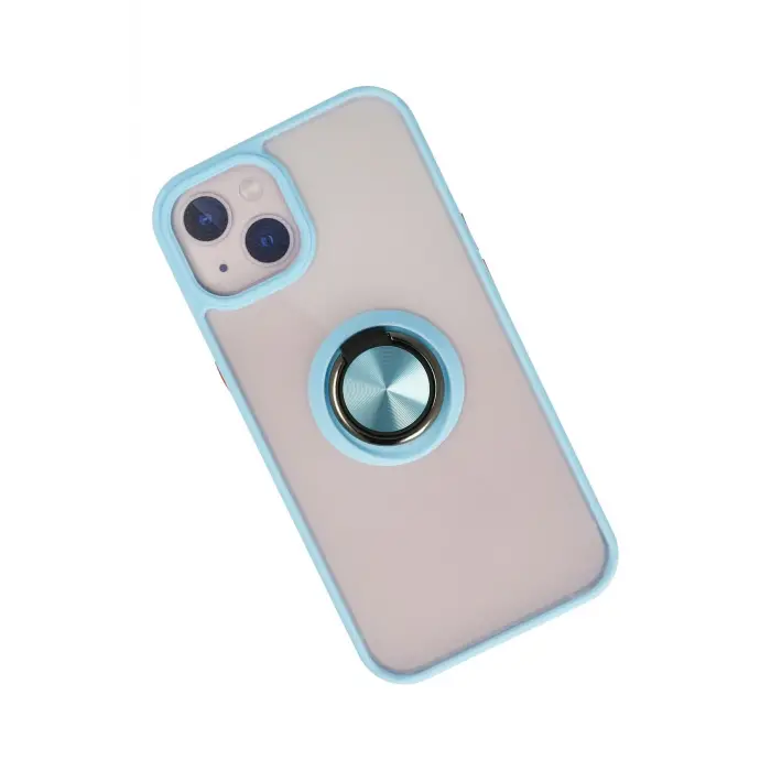 Lopard İphone 15 Kılıf Montreal Yüzüklü Silikon Kapak - Buz Mavi