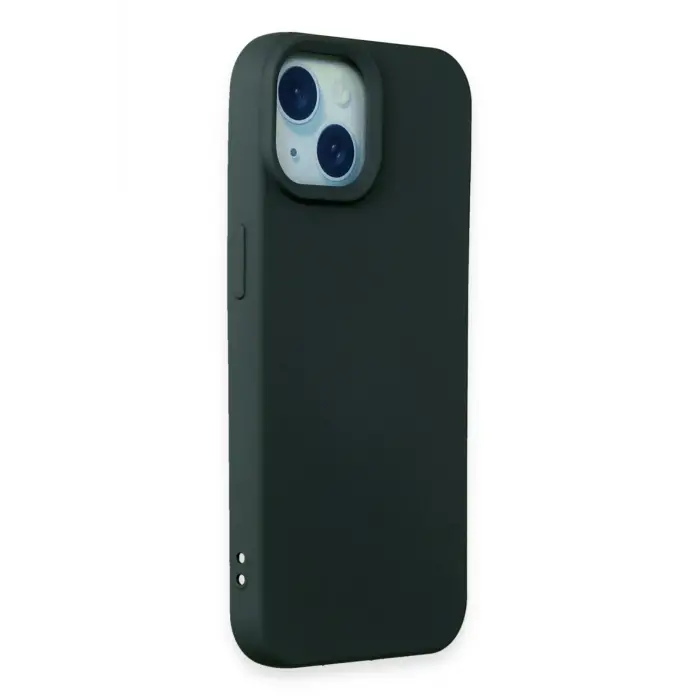 Lopard İphone 15 Kılıf Nano İçi Kadife Silikon - Koyu Yeşil