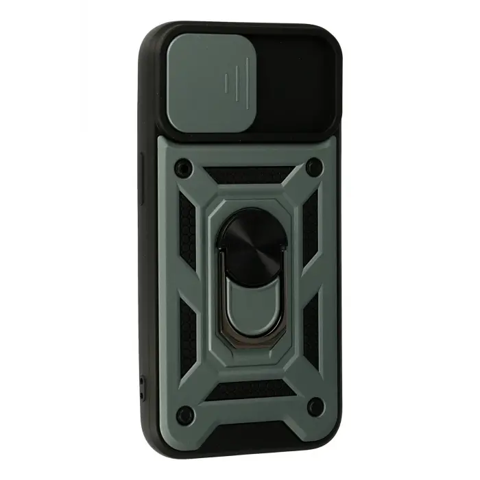 Lopard İphone 15 Kılıf Pars Lens Yüzüklü Silikon - Yeşil