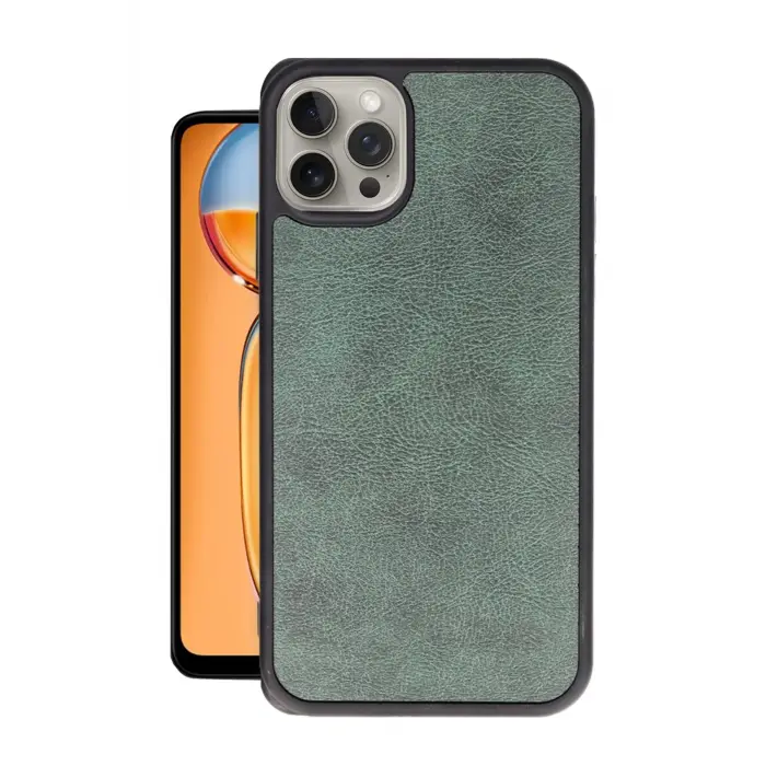 Lopard İphone 15 Pro Kılıf Aras Deri Kapak - Koyu Yeşil