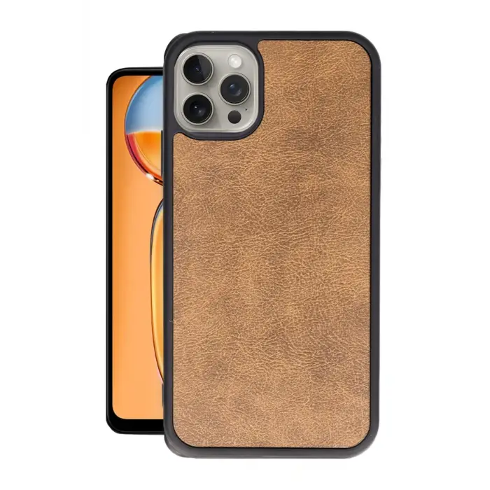 Lopard İphone 15 Pro Kılıf Aras Deri Kapak - Taba