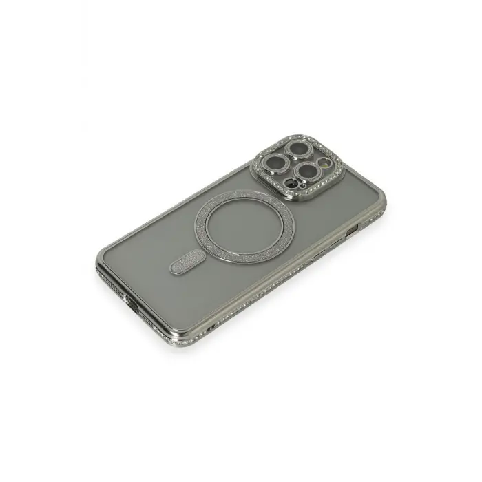 Lopard İphone 15 Pro Kılıf Joke Simli Magneticsafe Kılıf - Gri