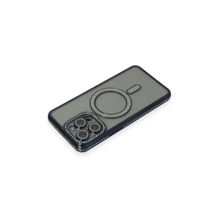 Lopard İphone 15 Pro Kılıf Joke Simli Magneticsafe Kılıf - Lacivert