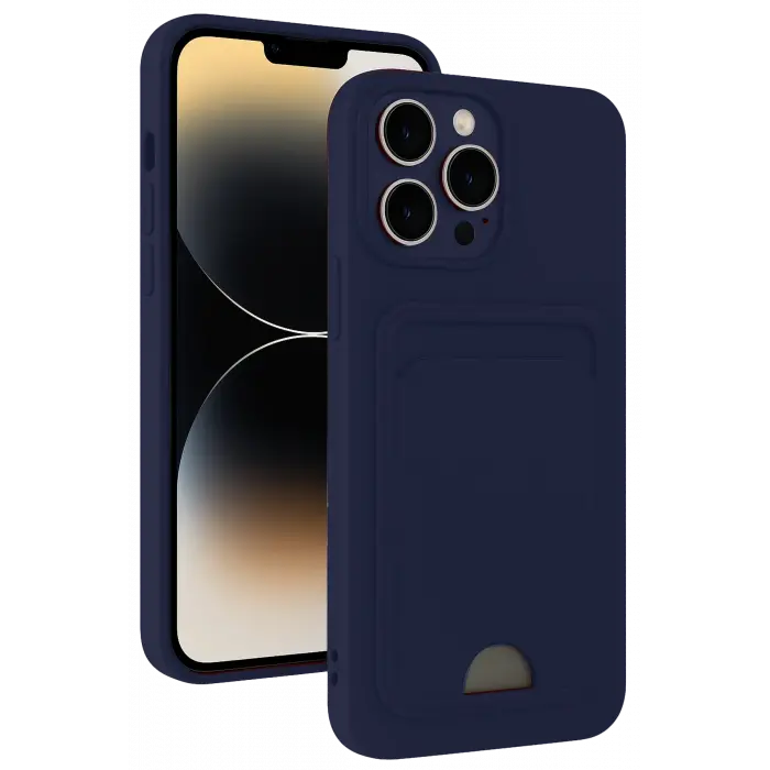 Lopard İphone 15 Pro Kılıf Kelvin Kartvizitli Silikon - Lacivert