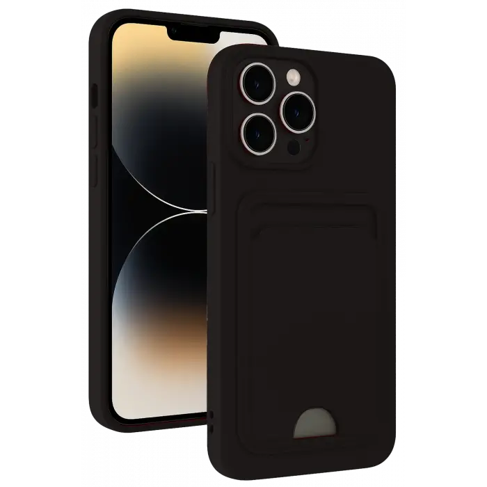 Lopard İphone 15 Pro Kılıf Kelvin Kartvizitli Silikon - Siyah