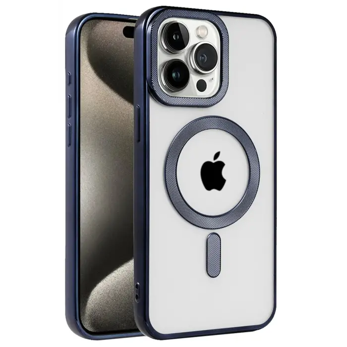 Lopard İphone 15 Pro Kılıf Kronos Magsafe Kapak - Lacivert