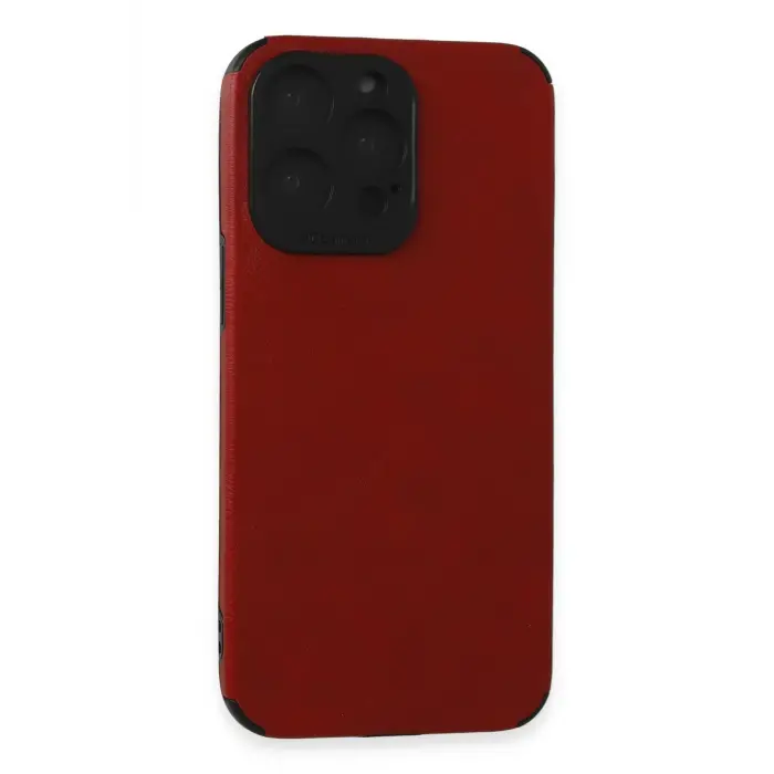 Lopard İphone 15 Pro Kılıf Loop Deri Silikon - Kırmızı