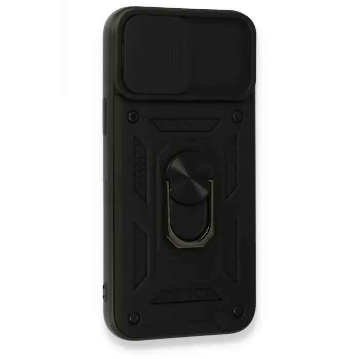 Lopard İphone 15 Pro Kılıf Pars Lens Yüzüklü Silikon - Siyah