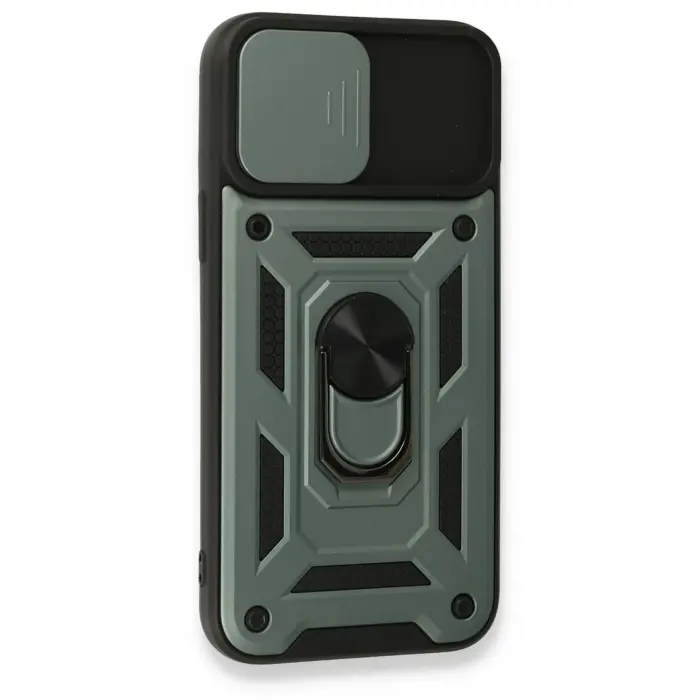 Lopard İphone 15 Pro Kılıf Pars Lens Yüzüklü Silikon - Yeşil