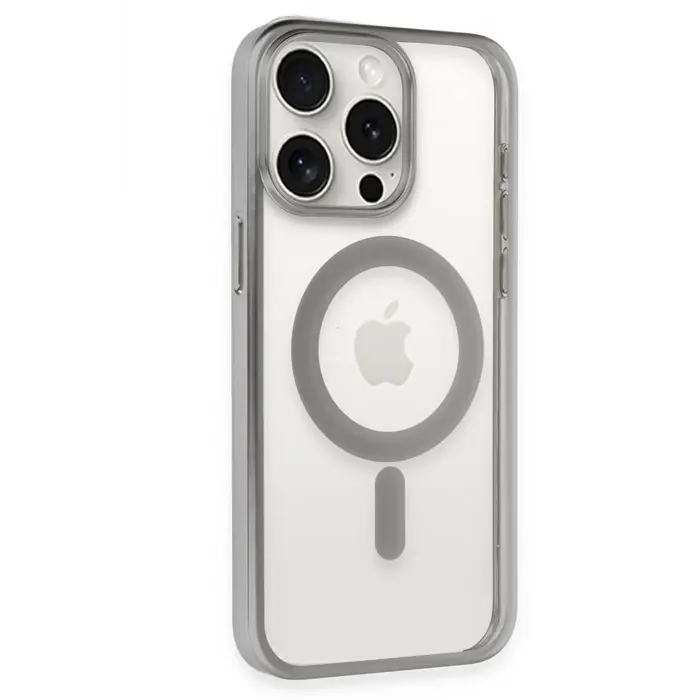 Lopard İphone 15 Pro Max Kılıf Erozi Magsafe Kapak - Gümüş