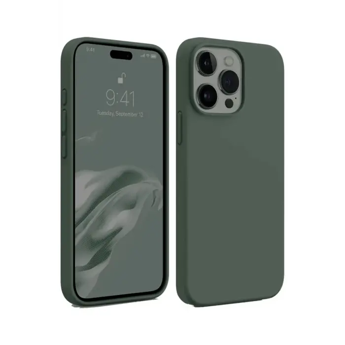 Lopard İphone 15 Pro Max Kılıf First Silikon - Koyu Yeşil