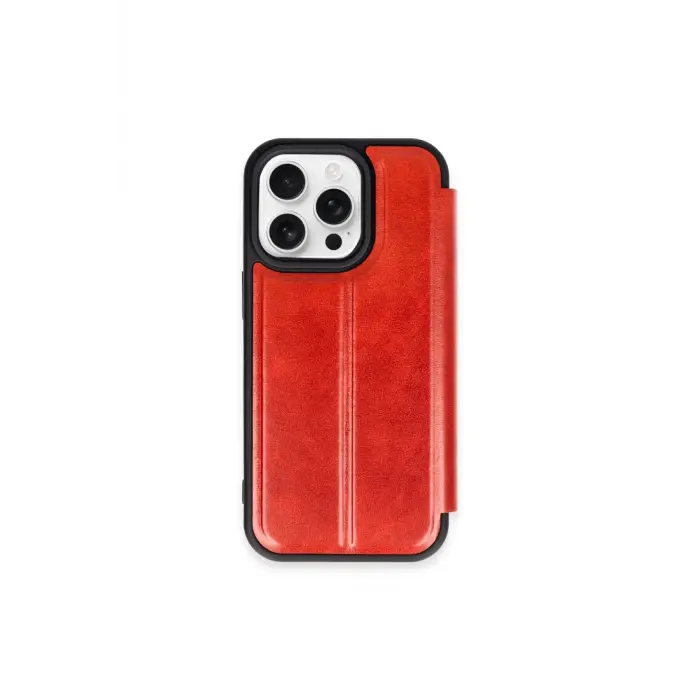 Lopard İphone 15 Pro Max Kılıf Flip Cover - Kırmızı