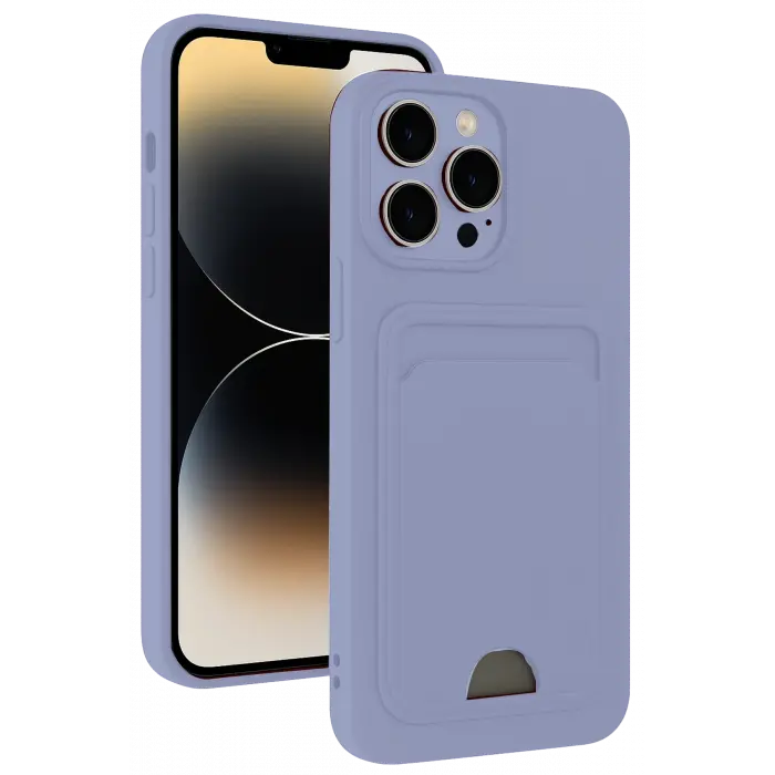 Lopard İphone 15 Pro Max Kılıf Kelvin Kartvizitli Silikon - Lila