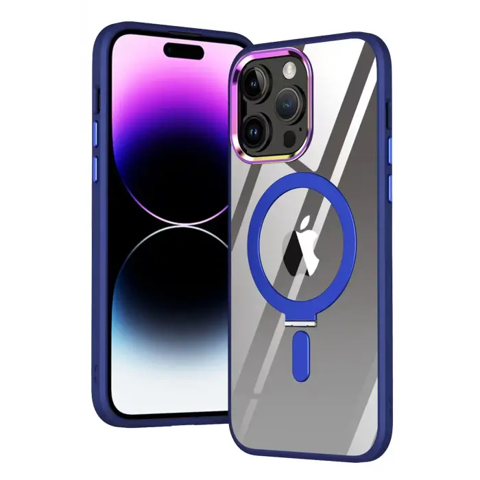 Lopard İphone 15 Pro Max Kılıf Mudo Magneticsafe Standlı Kapak - Lacivert