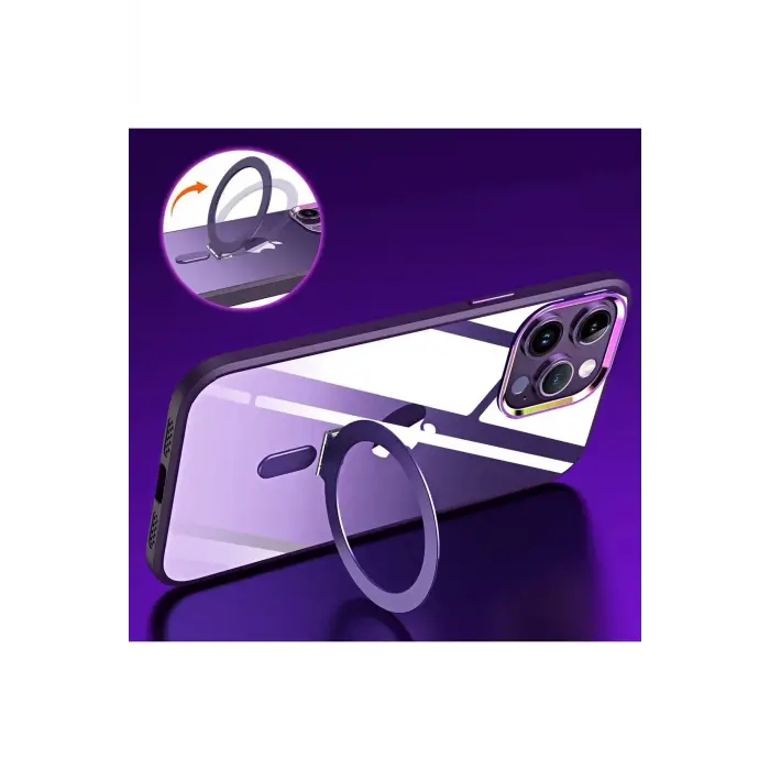 Lopard İphone 15 Pro Max Kılıf Mudo Magneticsafe Standlı Kapak - Şeffaf