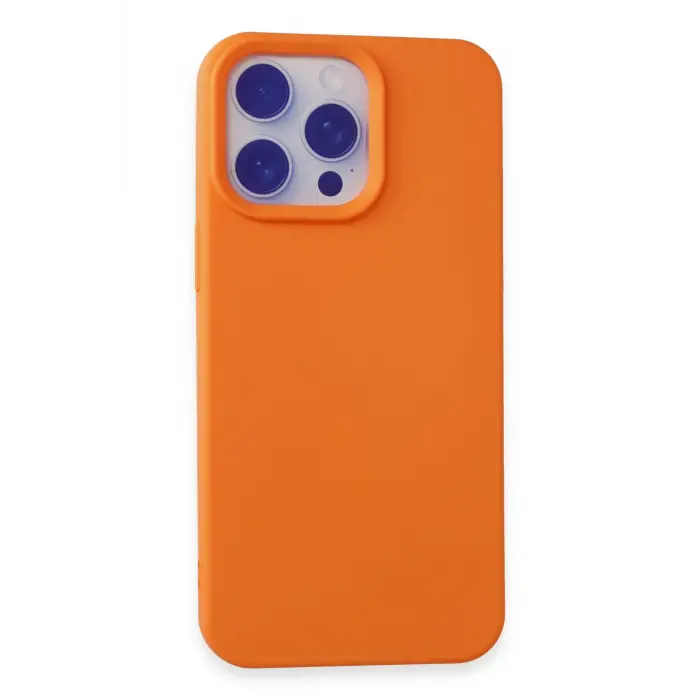 Lopard İphone 15 Pro Max Kılıf Nano İçi Kadife Silikon - Turuncu