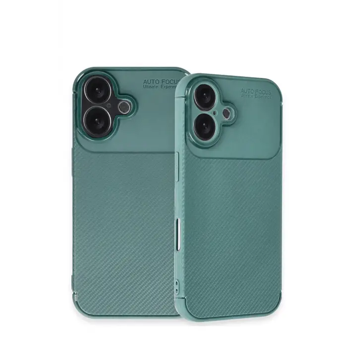 Lopard İphone 16 Kılıf Auto Focus Karbon Kapak - Koyu Yeşil