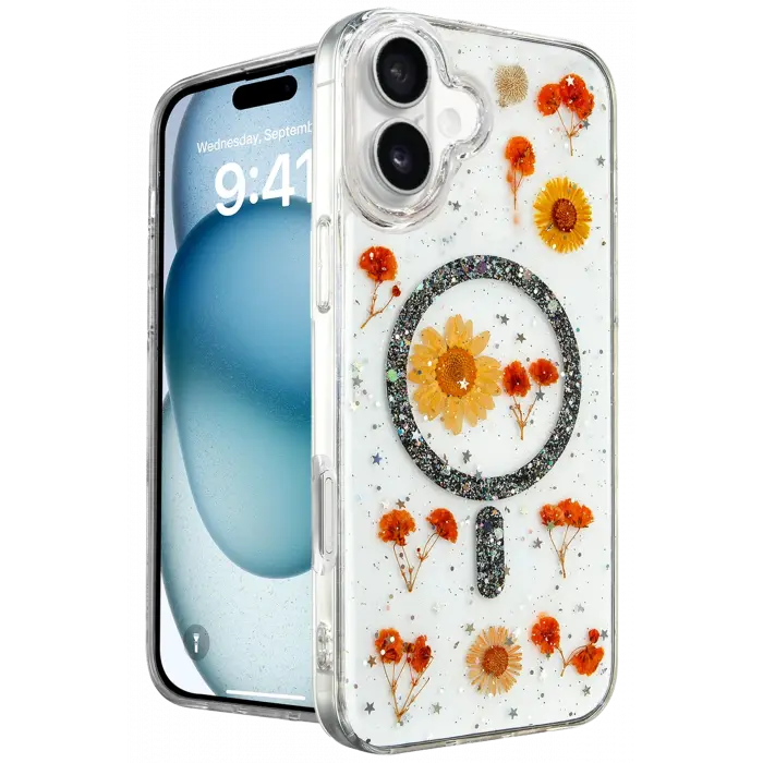 Lopard İphone 16 Kılıf Daisy Simli Magsafe Kapak - Siyah