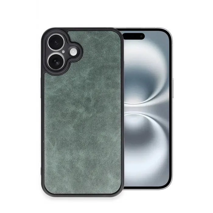 Lopard İphone 16 Plus Kılıf Aras Deri Kapak - Koyu Yeşil