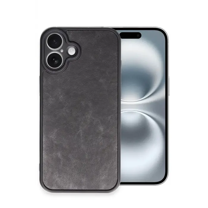 Lopard İphone 16 Plus Kılıf Aras Deri Kapak - Siyah