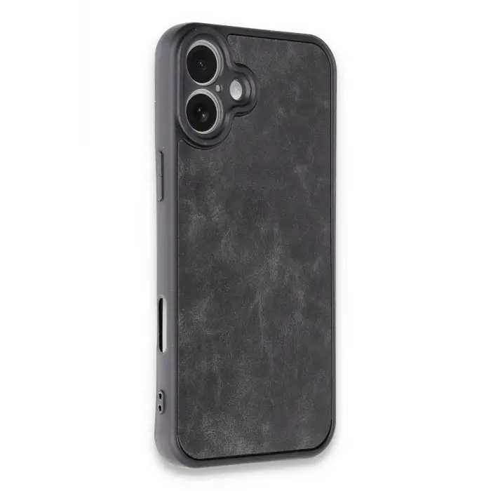 Lopard İphone 16 Plus Kılıf Aras Deri Kapak - Siyah