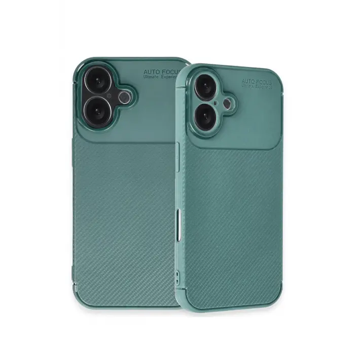 Lopard İphone 16 Plus Kılıf Auto Focus Karbon Kapak - Koyu Yeşil