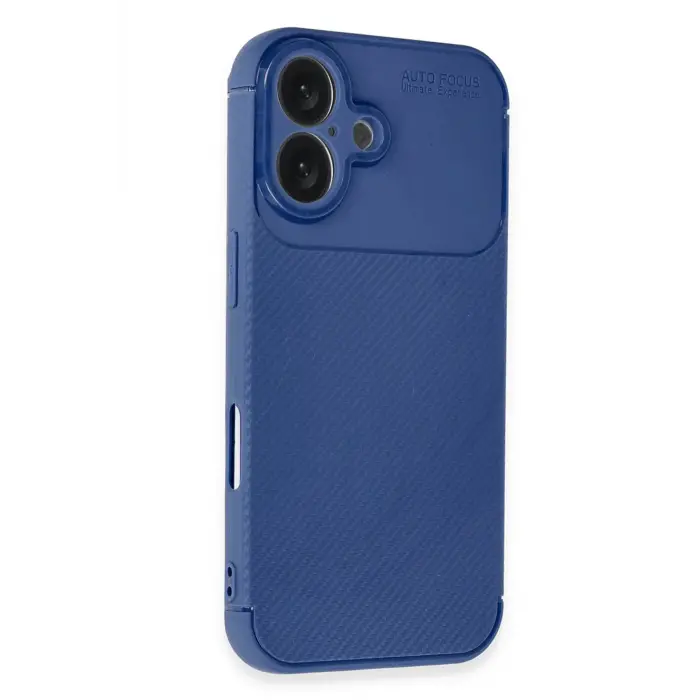 Lopard İphone 16 Plus Kılıf Auto Focus Karbon Kapak - Lacivert