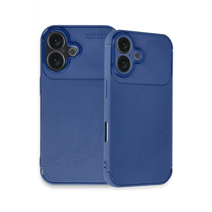 Lopard İphone 16 Plus Kılıf Auto Focus Karbon Kapak - Lacivert