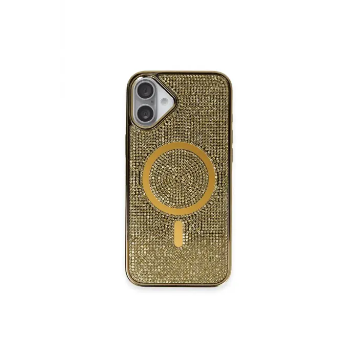 Lopard İphone 16 Plus Kılıf Diamond Magsafe Kapak - Gold
