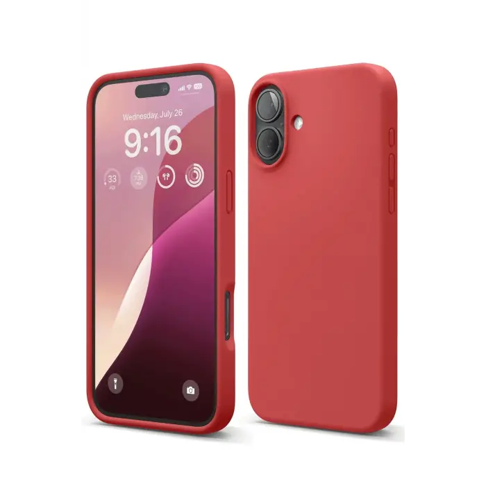 Lopard İphone 16 Plus Kılıf Nano İçi Kadife Silikon - Kırmızı