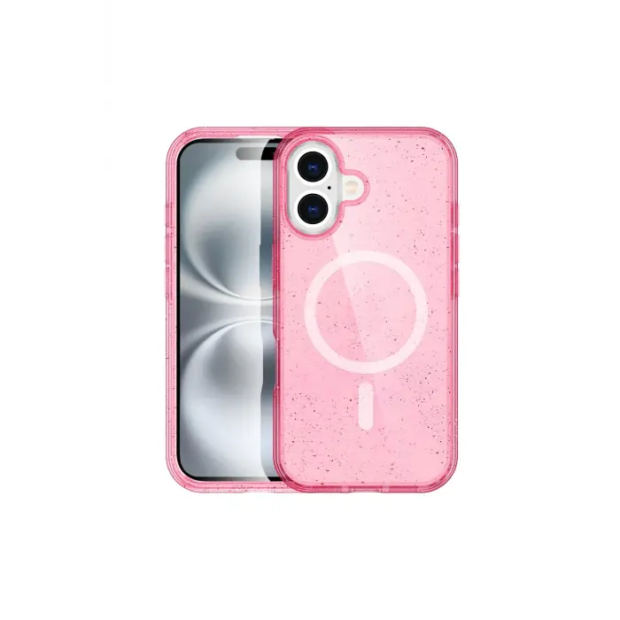 Lopard İphone 16 Plus Kılıf Star Magsafe Kapak - Pembe