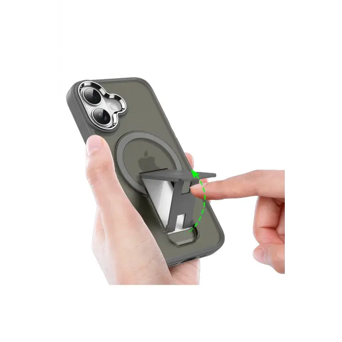 Lopard İphone 16 Plus Kılıf Tork Magsafe Standlı Kapak - Siyah