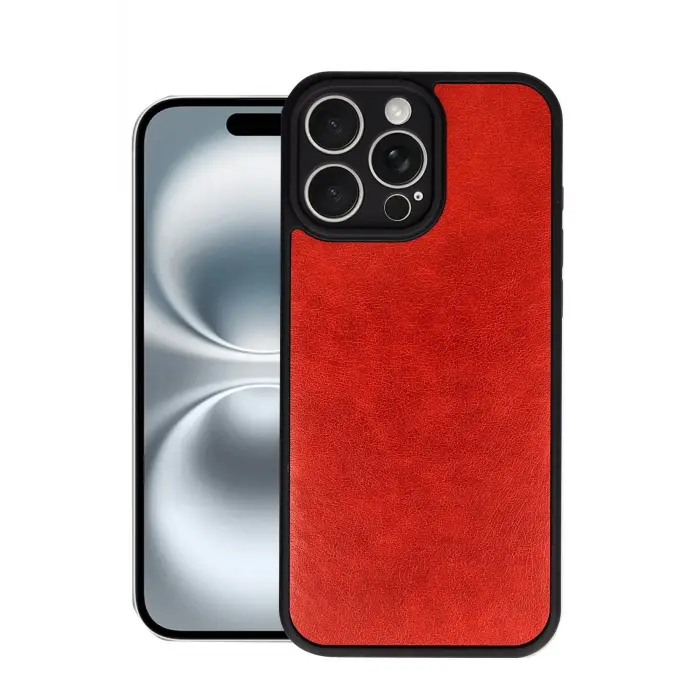 Lopard İphone 16 Pro Kılıf Aras Deri Kapak - Kırmızı