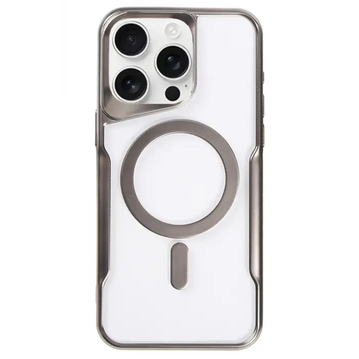 Lopard İphone 16 Pro Kılıf Boyi Magsafe Silikon Kapak - Titan Gri