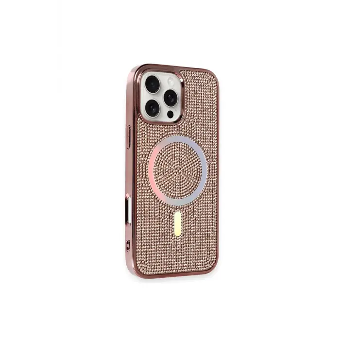 Lopard İphone 16 Pro Kılıf Diamond Magsafe Kapak - Pembe