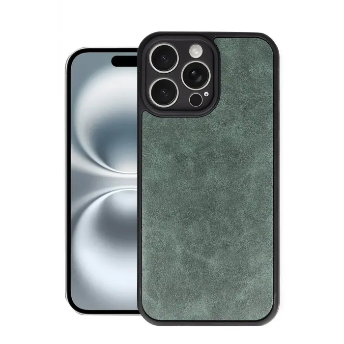 Lopard İphone 16 Pro Max Kılıf Aras Deri Kapak - Koyu Yeşil